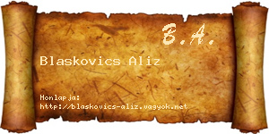 Blaskovics Aliz névjegykártya